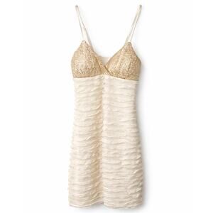 Rue21 Champagne Sequin & Ruffle Bodycon Mini Dress – Size M